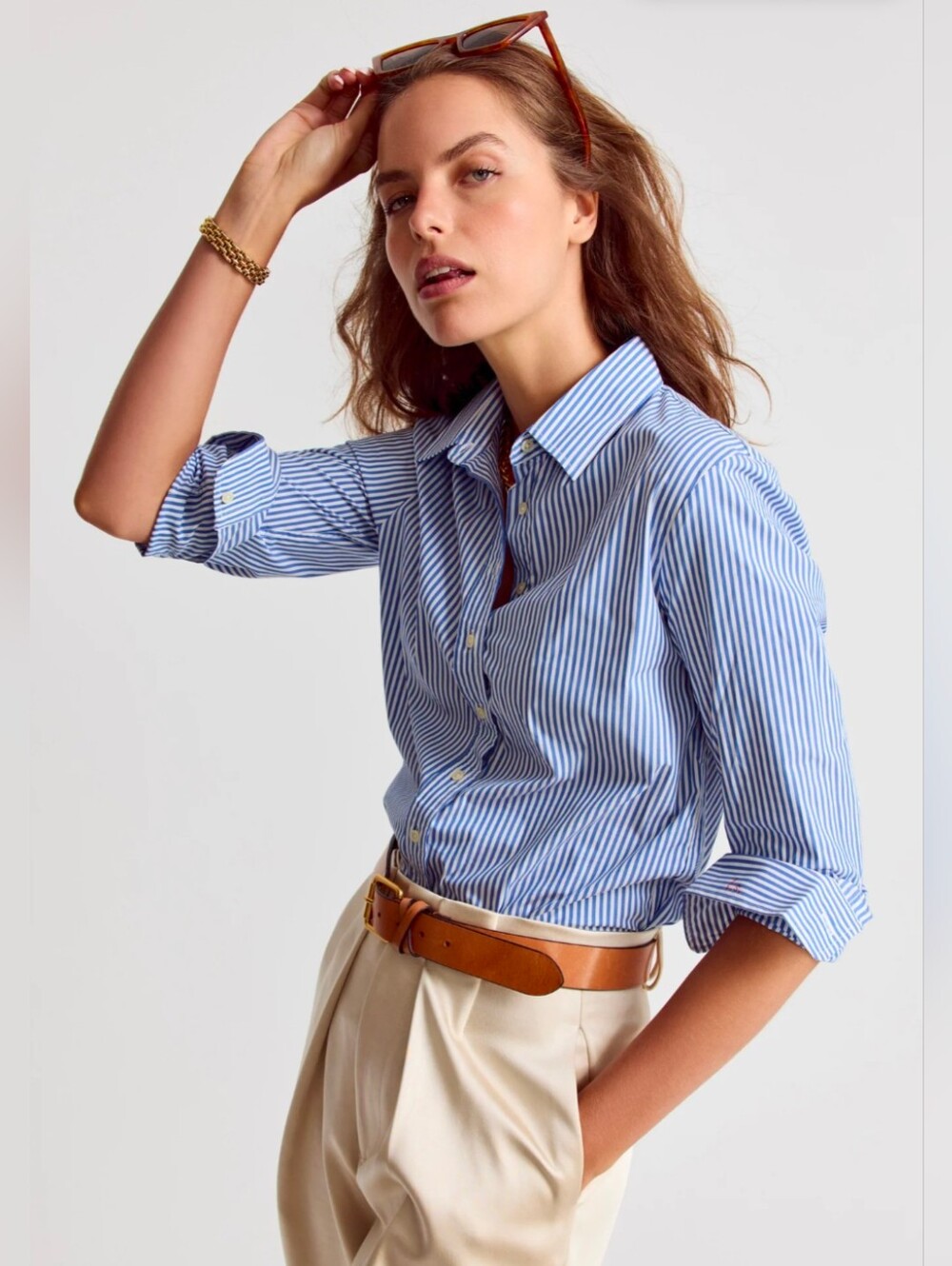 Apt 9 Classic Cotton Blend Blue Pin Stripe Button-Up Shirt LP
